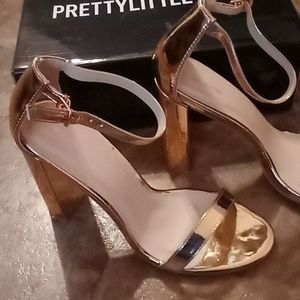 Rose Gold pretty little thing size 6 scrap heels